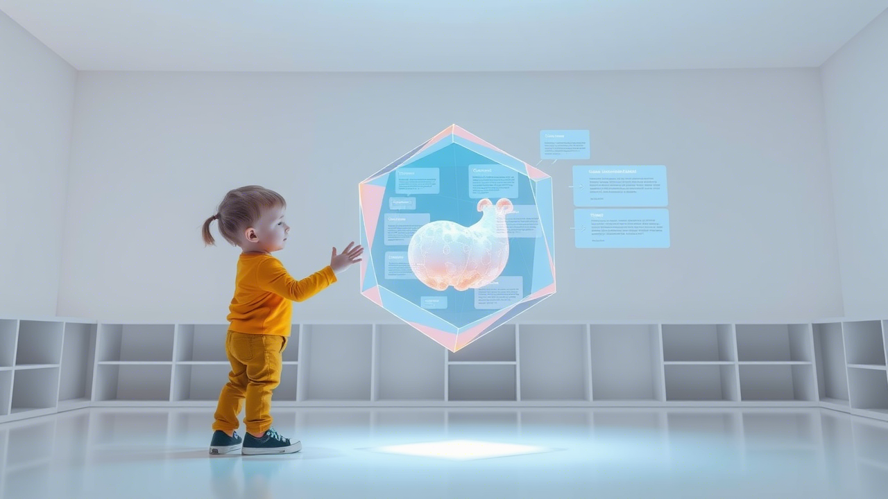 "Interactive lift and learn station showing digital feedback during physical object interaction"