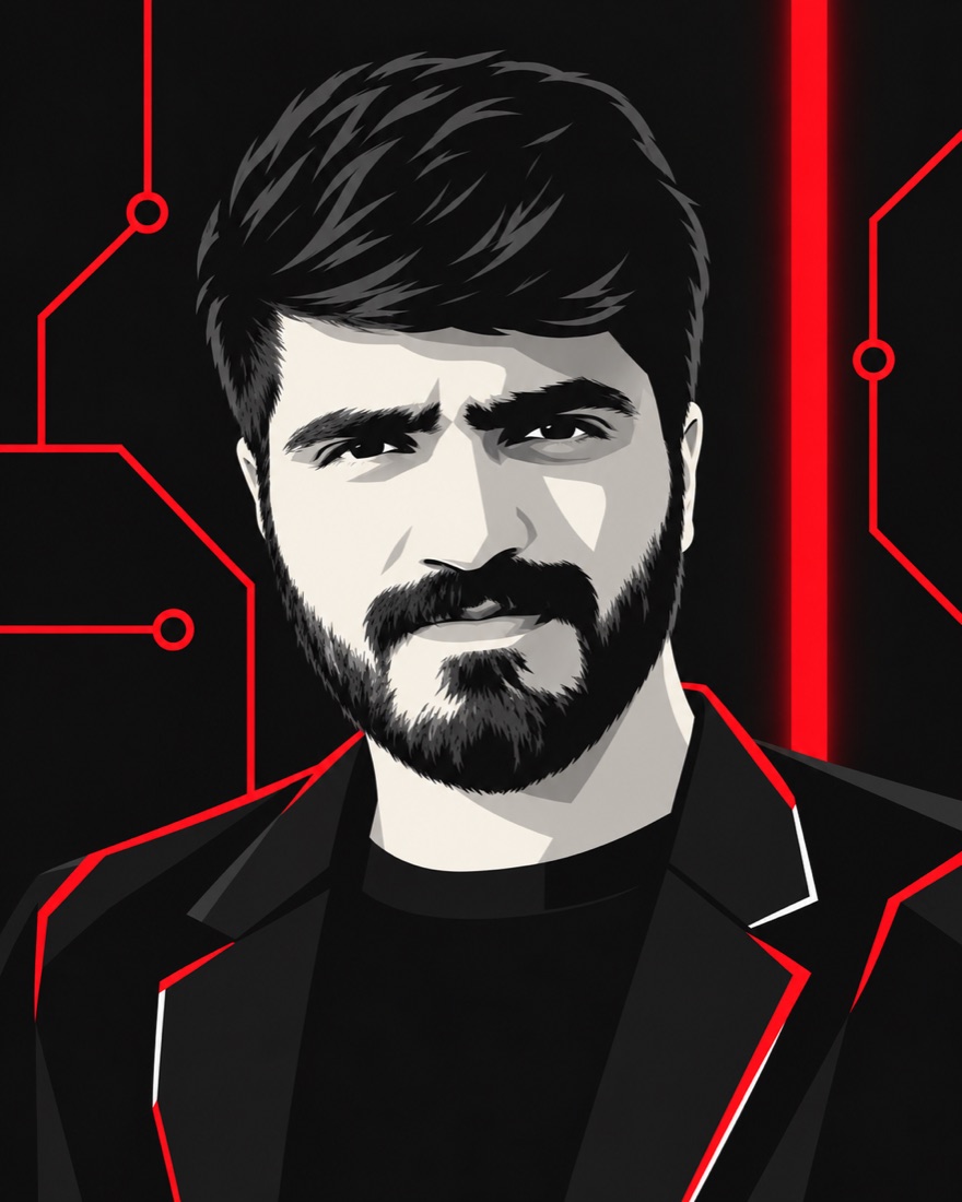 Illustrated futuristic avatar of Ehsaan Ahmed