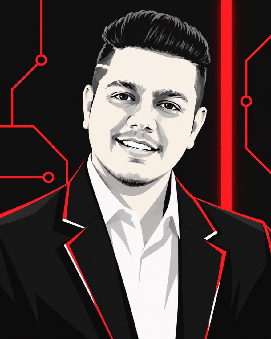 Illustrated futuristic avatar of Utkarsh Dhoundiyal