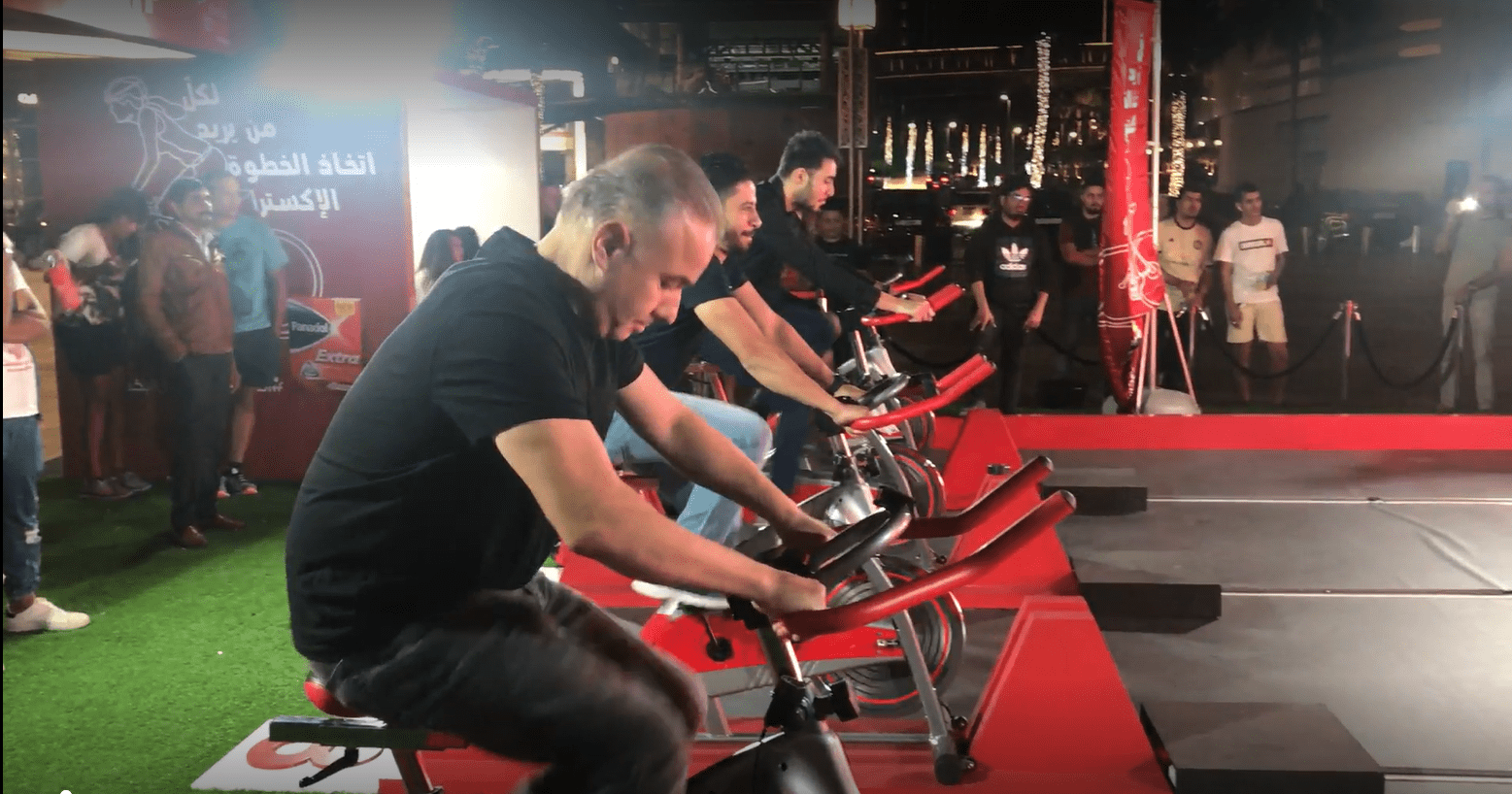 Panadol cycling game experience, 4-player gamified brand engagement, Dubai Mall activation