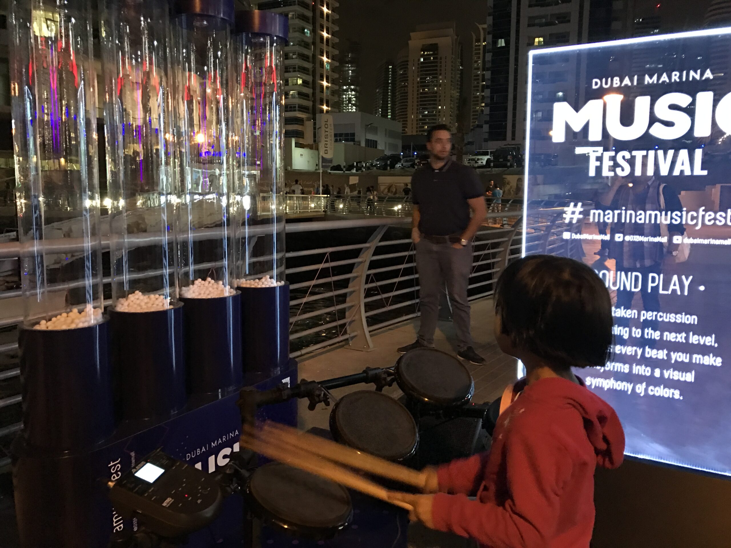 Digital drums motion-activated installation at Marina Festival by PearlQuest