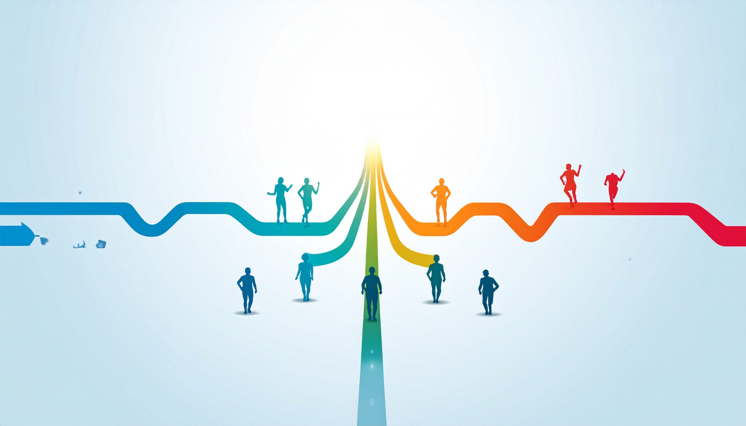 Abstract network of interconnected users participating in a brand's fitness challenge community.