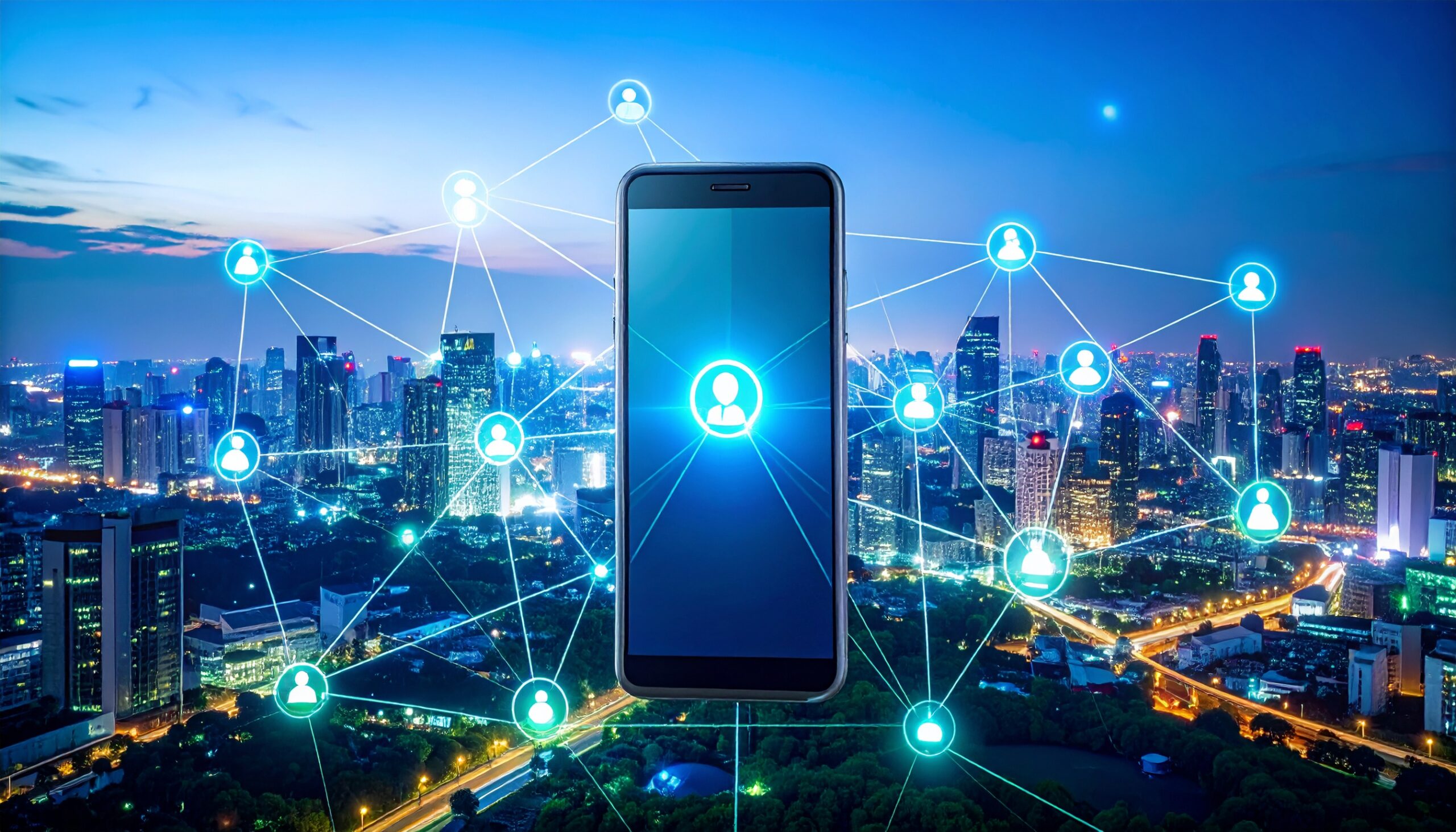 Futuristic interface showing interactive elements within a mobile 360° tour, with data points and user engagement metrics.