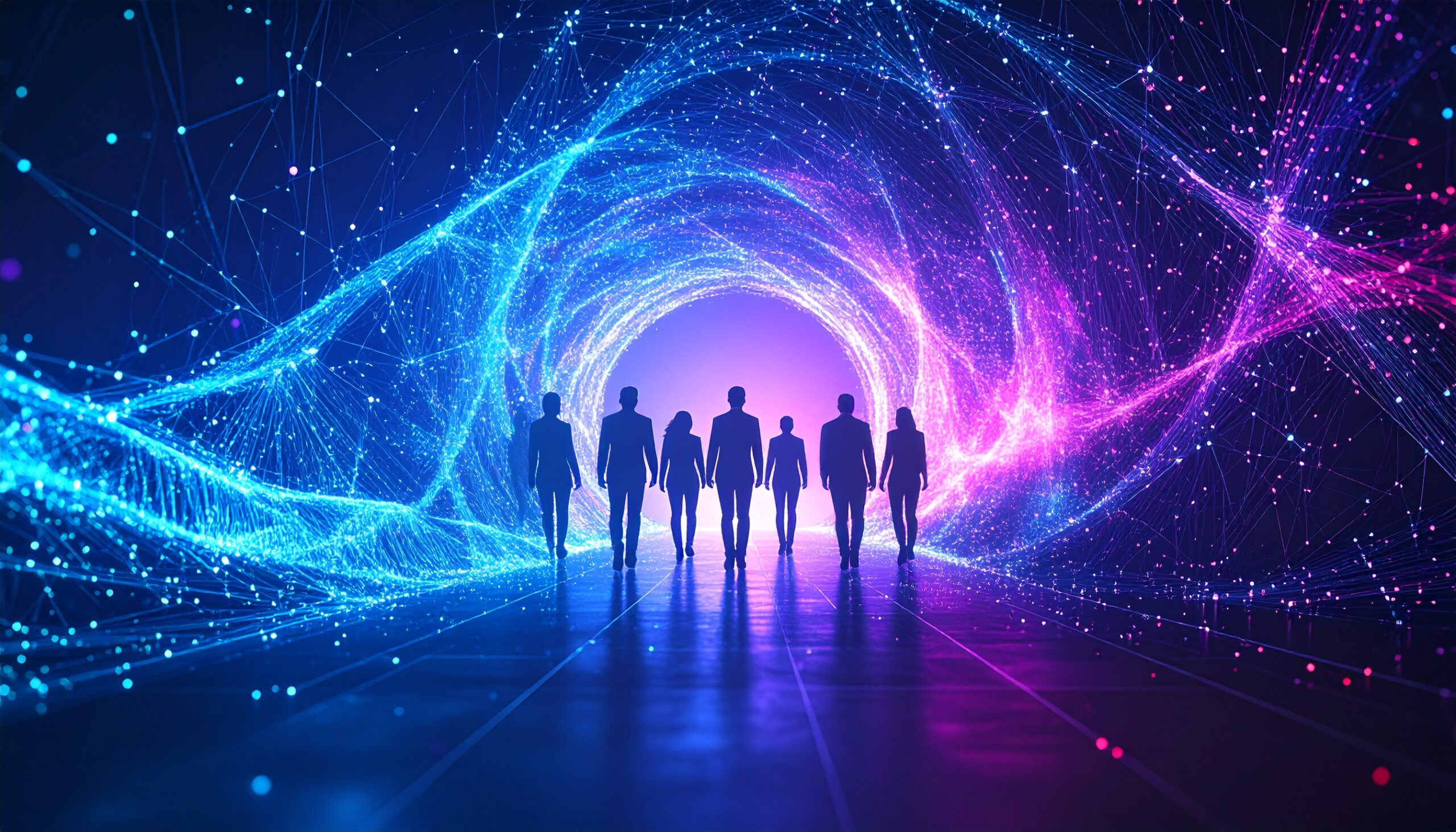 A conceptual illustration of an immersive tunnel marketing experience.