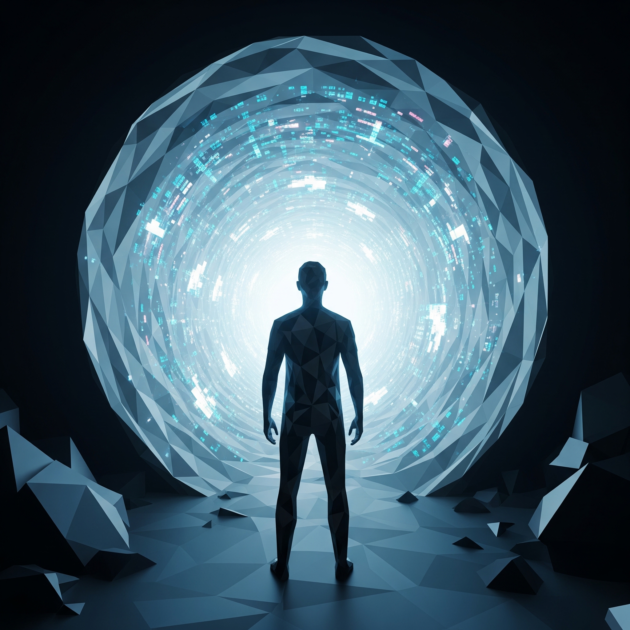 An abstract rendering of a brand's storytelling through an immersive tunnel.