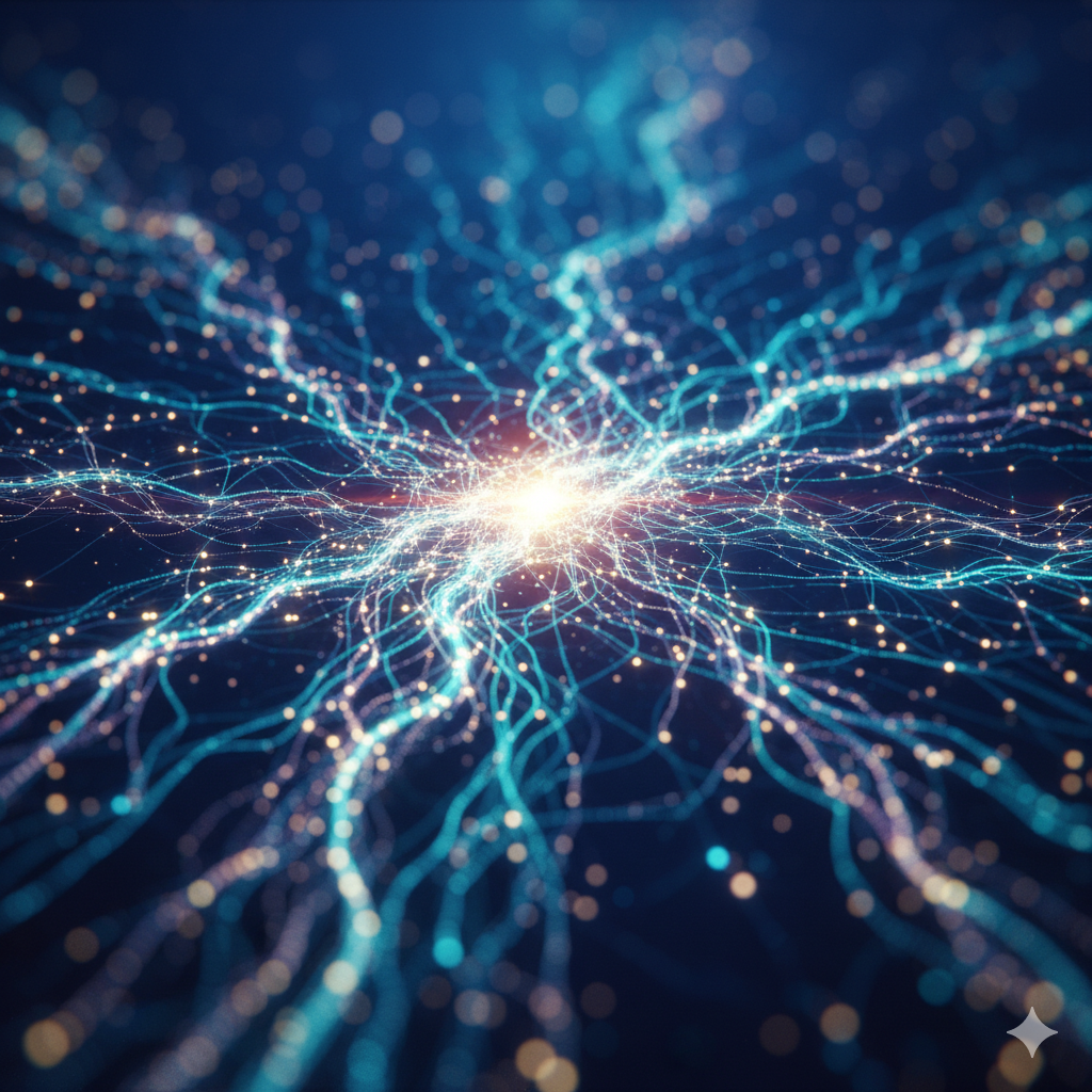 Abstract digital network symbolizing the robust Launch Requirements for a viral product reveal