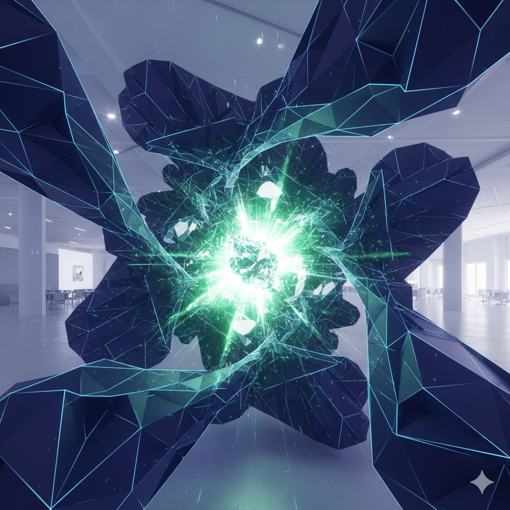 Abstract visualization of an Immersive Launch & Reveal Experience using a blend of AR and VR elements.