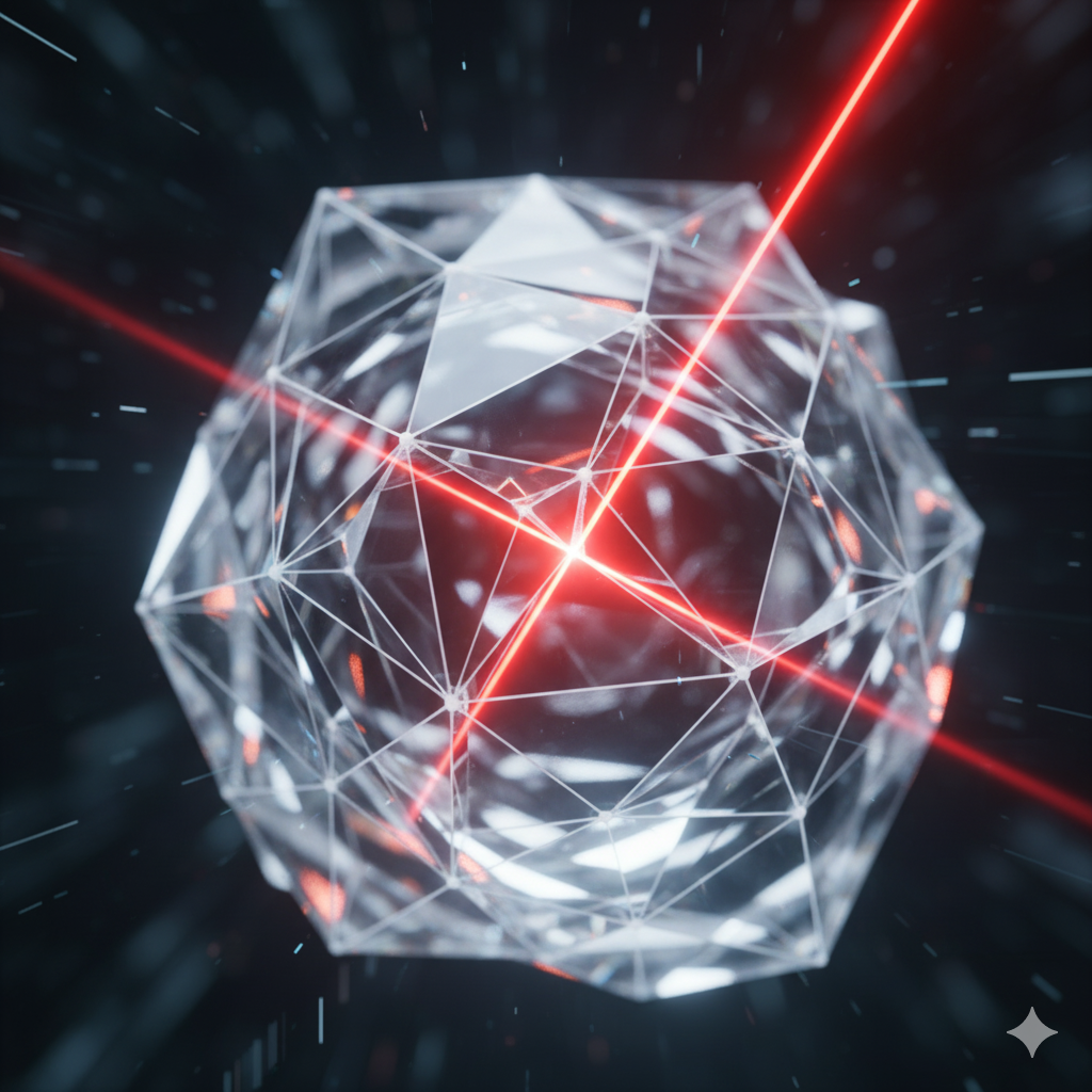 A vibrant, geometric pattern created by advanced laser tech, highlighting corporate branding.