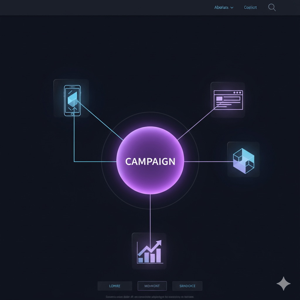 Abstract representation of a connected campaign web & mobile tools strategy.