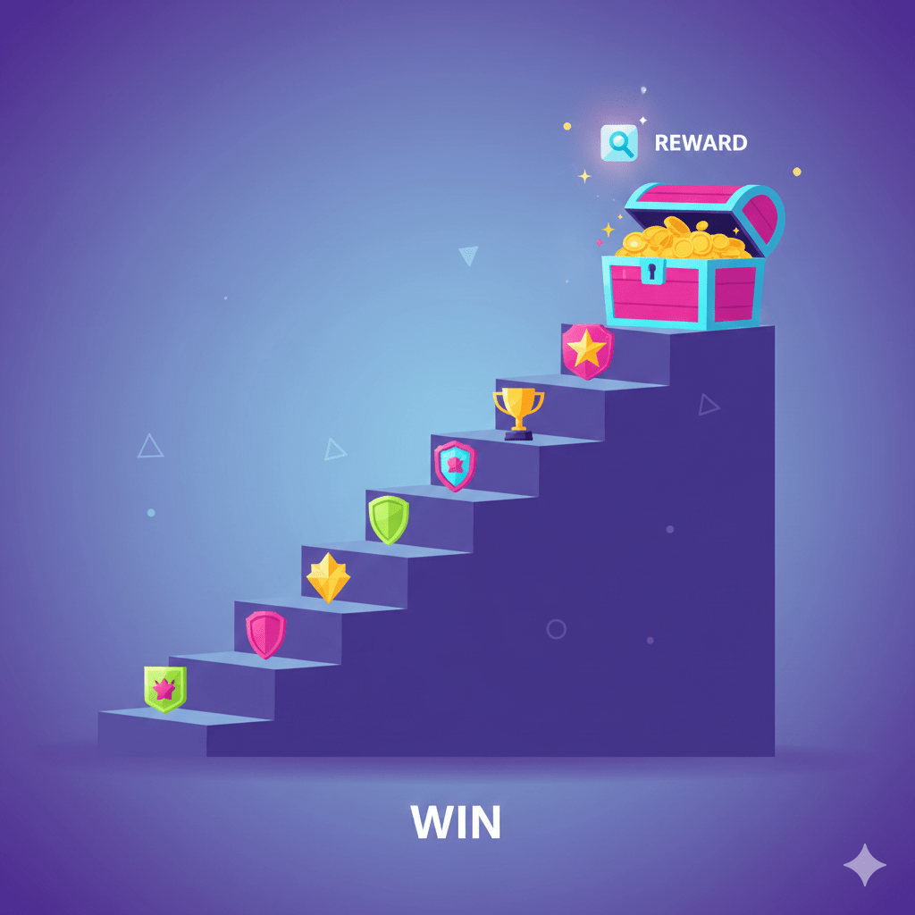 Infographic showing a brand loyalty journey using gamified brand engagements badges.