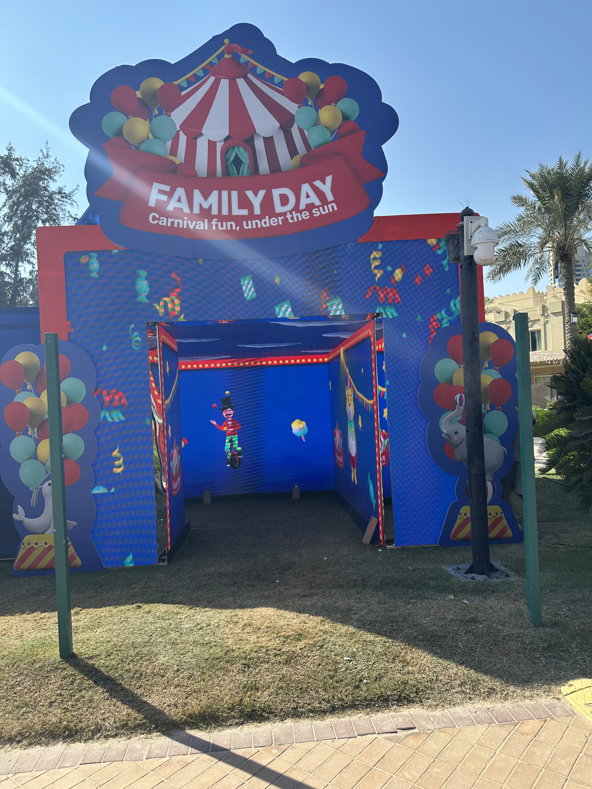 nteractive LED tunnel with cartoon characters reacting to visitors via Lidar sensors.