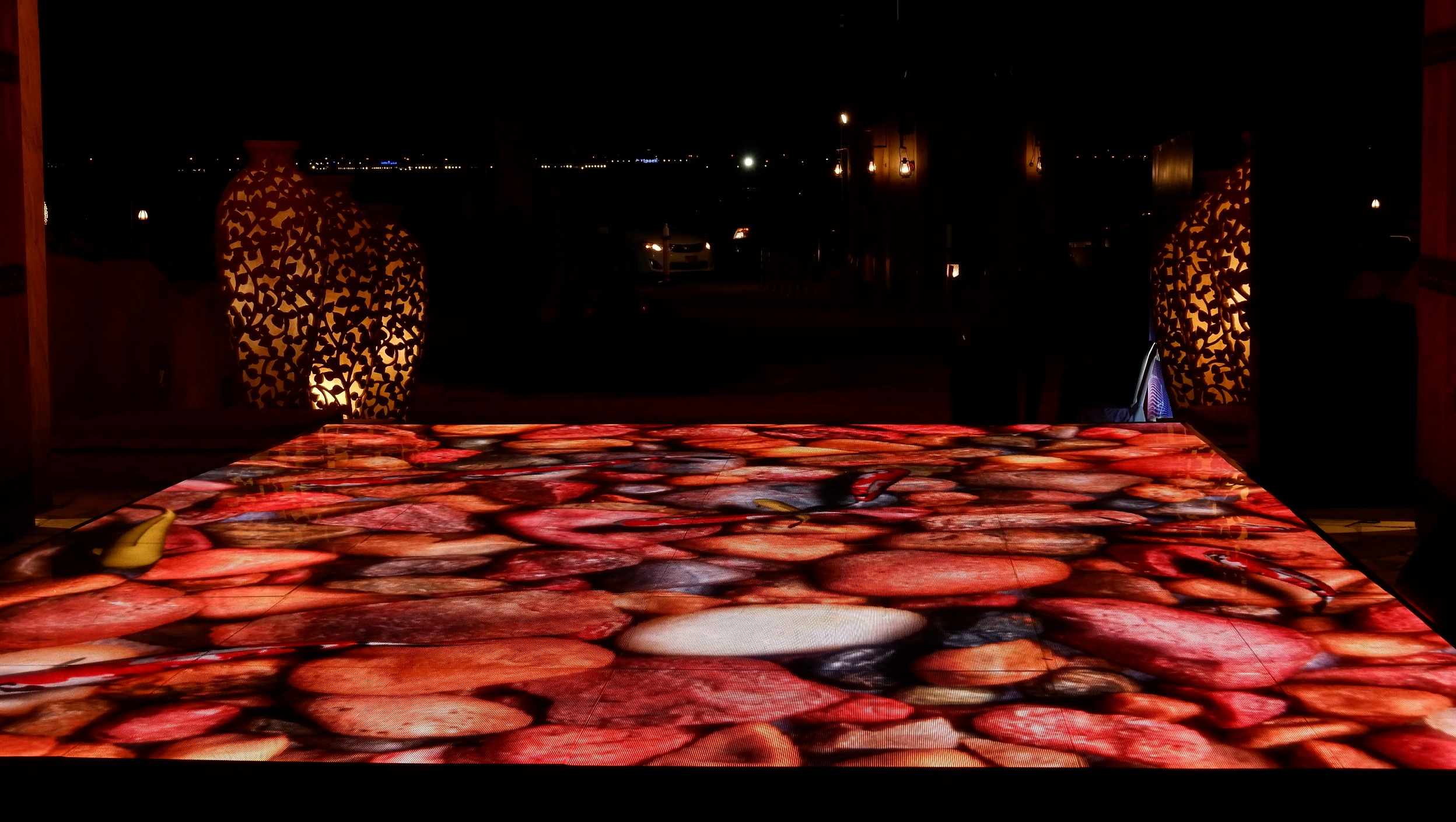 Large-scale interactive LED floor installation for GCAA Dubai event.