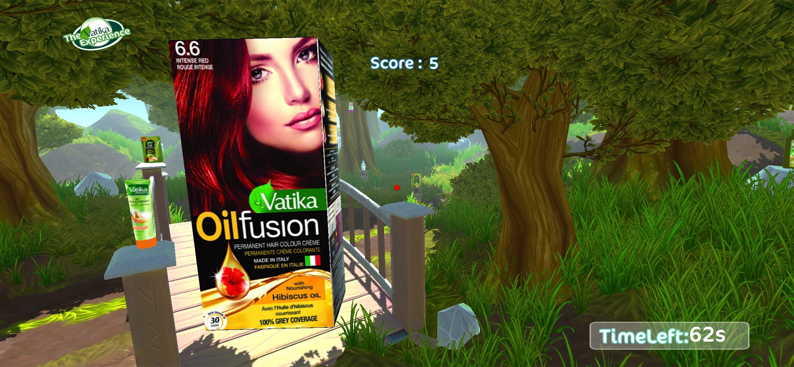 Gamified VR brand experience for Dabur Vatika product discovery.