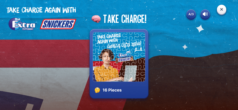 Snickers and Extra digital puzzle campaign microsite on mobile.