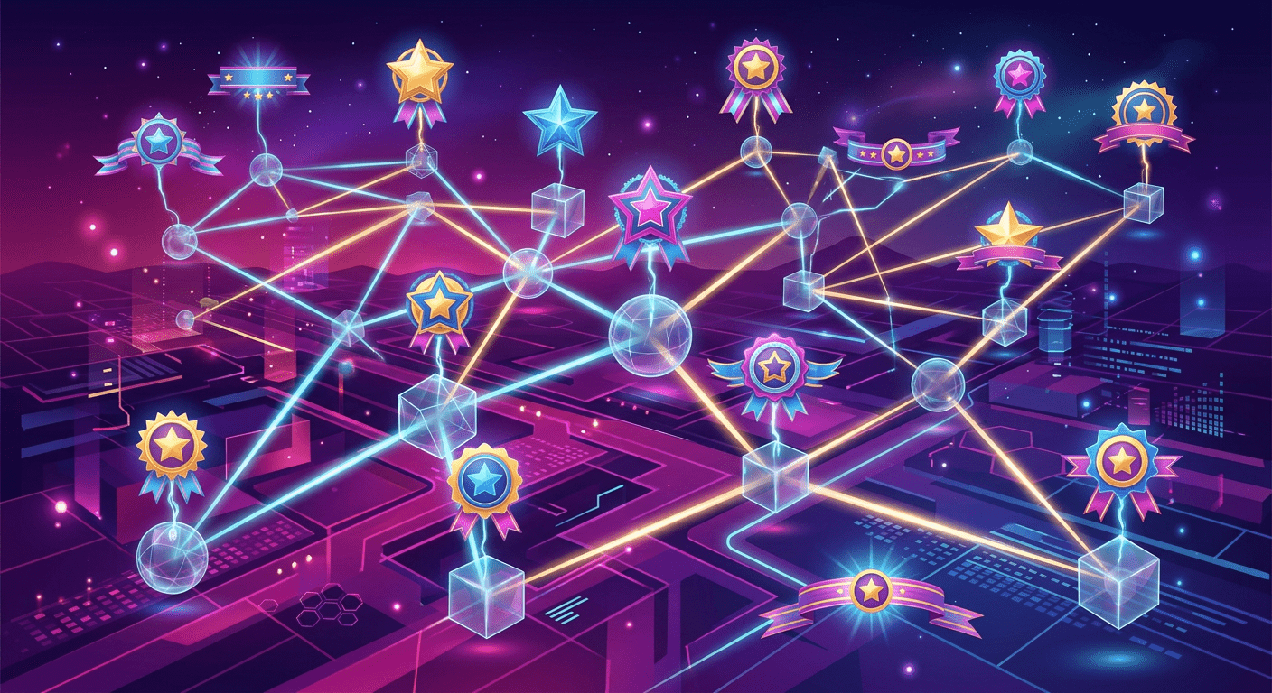 Conceptual digital network nodes highlighting fitness challenges driving gamified brand loyalty across urban spaces.
