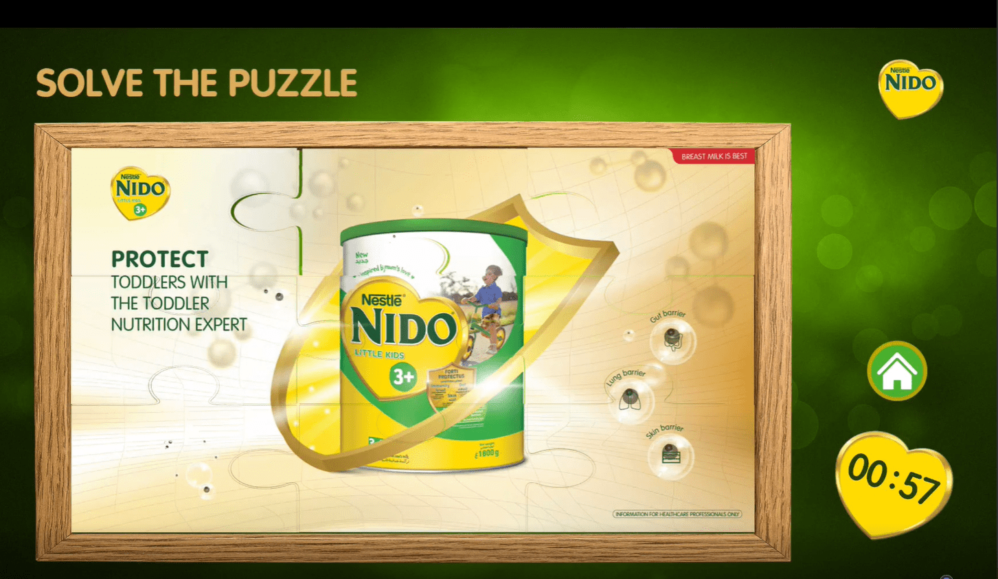 Nestlé Nido interactive puzzle game touchscreen kiosk by PearlQuest